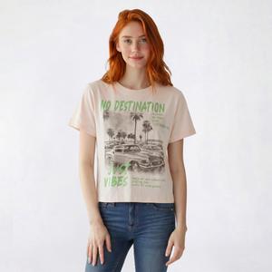Juniors Attitude Not Included No Destination Glitter Car Tee